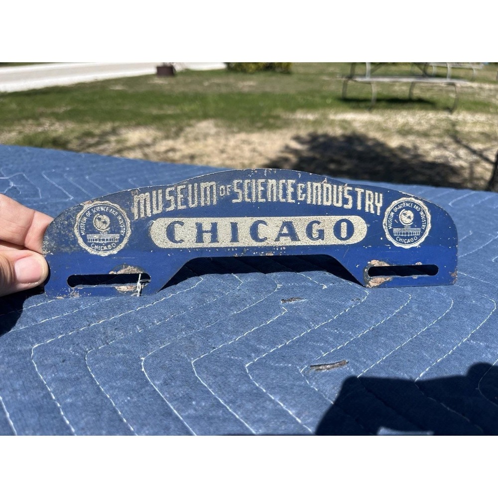 Vintage License Plate Topper -  Museum Of Science & Industry- Chicago Rare